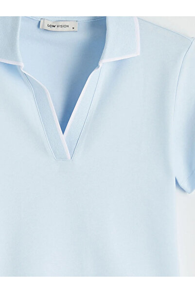 LC Waikiki Blue Polo Neck Women's T-Shirt