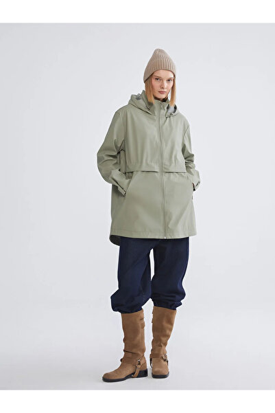 LC Waikiki Khaki Hooded Oversize Women's Raincoat