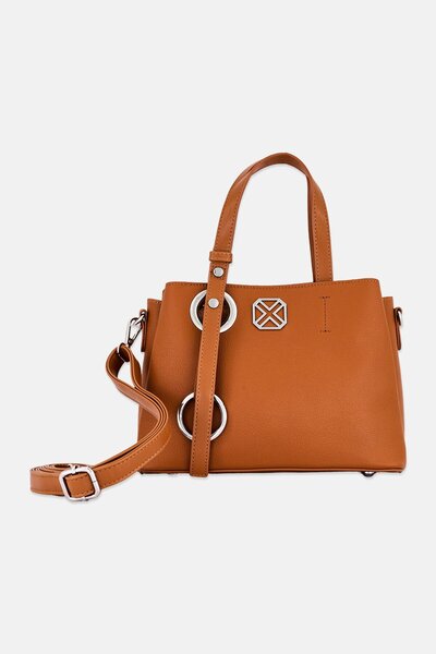 XTI حقيبة يد نسائية بشعار العلامة التجارية، لون بني