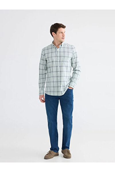 LC Waikiki Green Regular Fit Plaid Poplin Men's Shirt