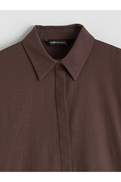 LC Waikiki Kahverengi Dokulu Kadın Gömlek Tunik
