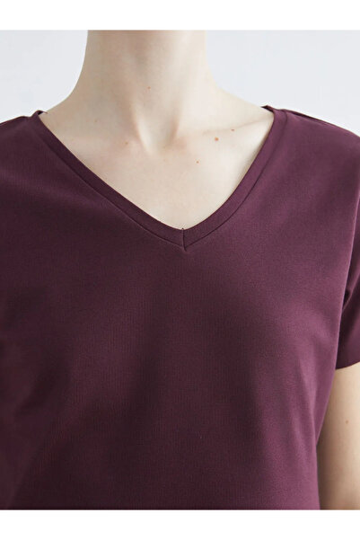 LC Waikiki Tricou pentru femei cu decolteu în V cu prune