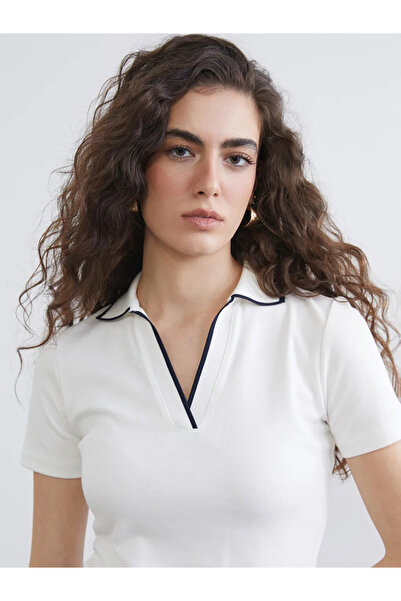 LC Waikiki Ecru Polo Neck Women's T-Shirt