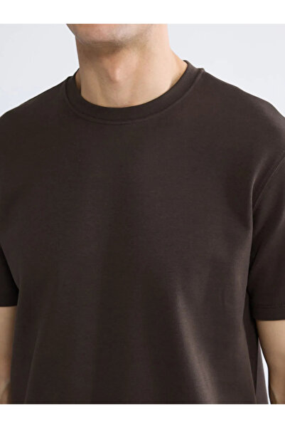 LC Waikiki Ανδρικό μπλουζάκι καφέ με λαιμόκοψη