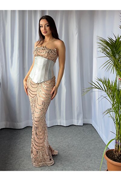 PATEVA Çıkabilir Korse Taş İşleme Detaylı Abiye