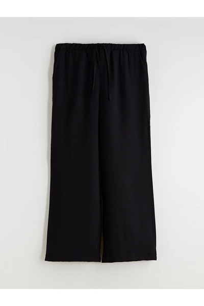 LC Waikiki Black Elastic Waist Wide Leg Women's Trousers