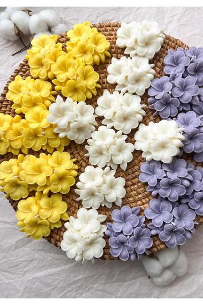SCA CANDLE Dekoratif Mum Çiçek gül model Beyaz renk 3 Lü