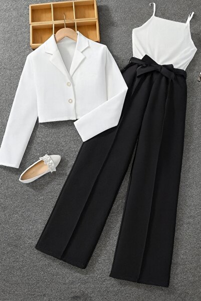 shop Kız çocuk 2 li kombin dokuma çeket pantolon çıt çıt kapatmalı