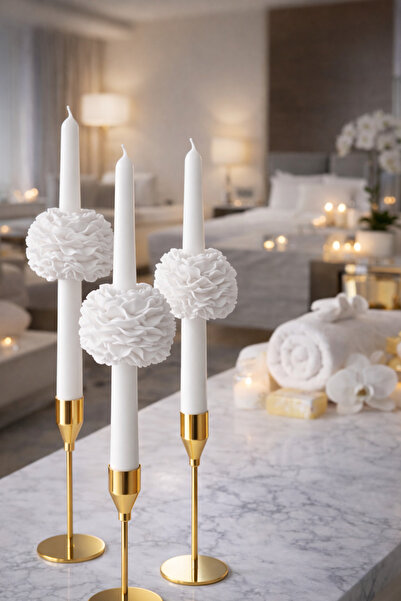 By Şirin Candle Şakayık Detaylı Şamdan Mumları
