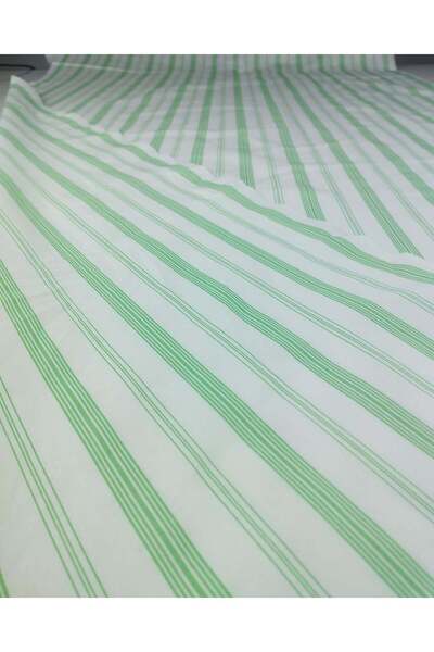 Kumaş Parça Тканина поплін у зелену та білу смужку, ширина: 150 см