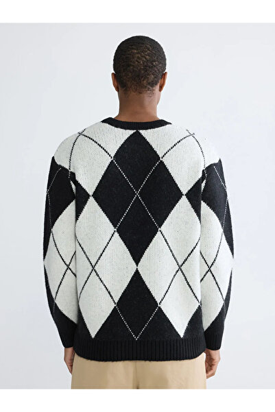 LC Waikiki Black Diamond Patterned Knitwear Men's Sweater