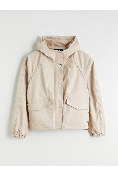 LC Waikiki Beige Hooded Oversized Women's Raincoat