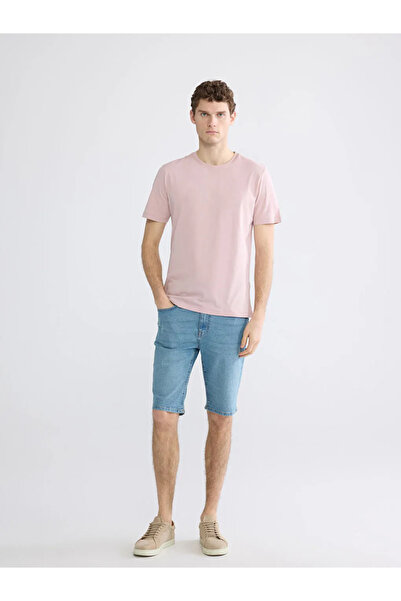 LC Waikiki Pink Crew Neck Combed Cotton Men's T-Shirt