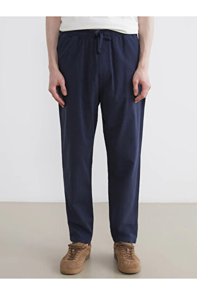 LC Waikiki Navy Blue Comfortable Fit Linen Look Men's Trousers