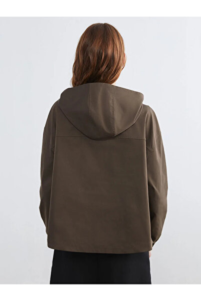 LC Waikiki Brown Hooded Oversized Women's Raincoat