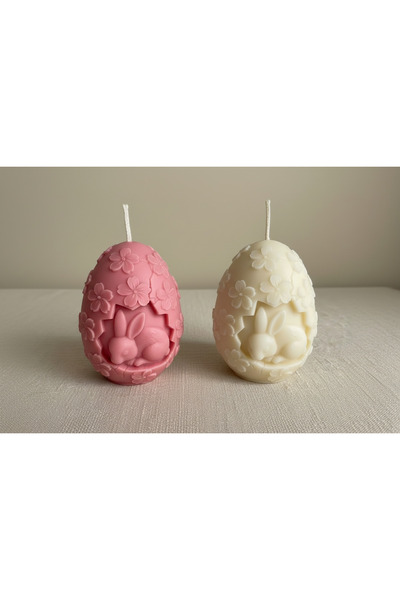 Claren Candles Lumanare parfumata ou cu iepuras de Paste- Handmade, ceara naturala de soia
