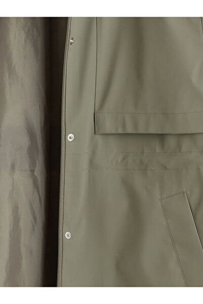 LC Waikiki Pelerină de ploaie verde cu glugă, cu aspect de piele, pentru femei