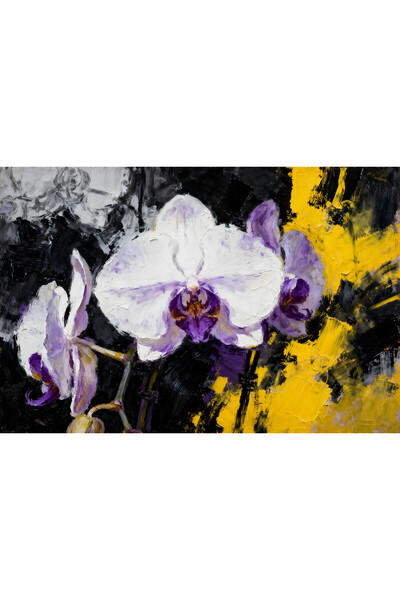 VeliumCraft Tablou Canvas Orhidee abstract 3, 90x60cm, stilizat, stil pictura
