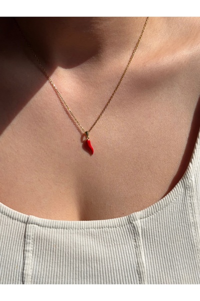BURÇİN AKSESUAR Cornicello Biber Çelik Kolye