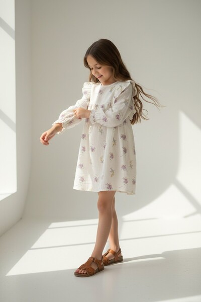 QUB CLUB Rochie de sărbători cu volane de muselină pentru fete