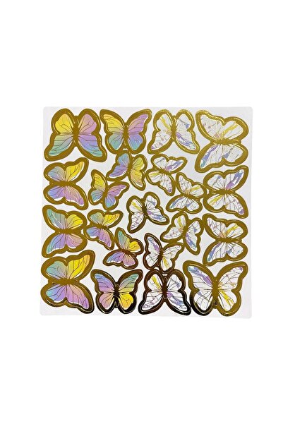 Balonsan Gold Foil Macaron Colored 126 Pieces Butterfly Stickers Balloon and ...
