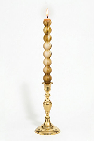 inci mum Top Şamdan Mum - Kahve Ebruli