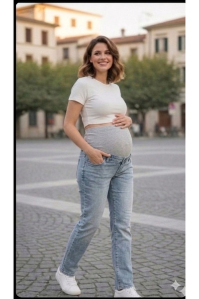 FİDAN FASHİON Fdn Kirin Panel Lycra Fit Maternity Jeans Pants Adjustable Wais...