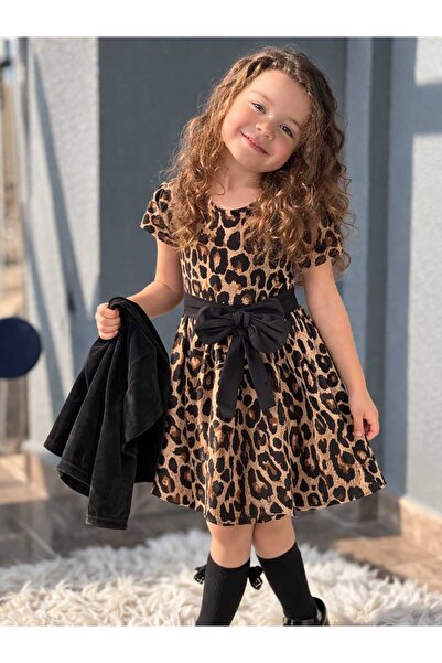 ELAFOR Jachetă din velur pentru fete Rochie leopard 23 aprilie Sărbătoare de ...