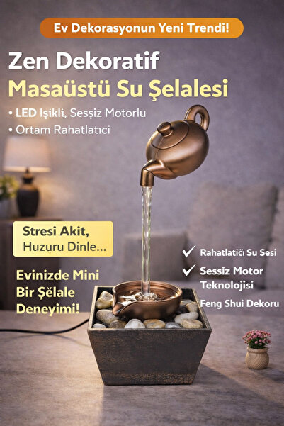 Corvian Takı&Akseuar Zen Dekoratif Masaüstü Su Şelalesi – LED Işıklı, Sessiz ...