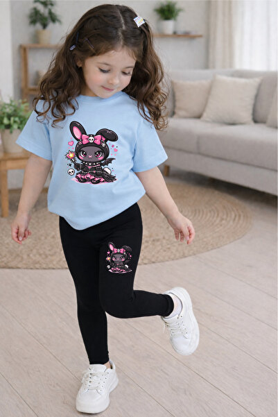 CACTUS COLLECTION Prenses Rabbit Printed Top and Bottom Set T-Shirt Tights