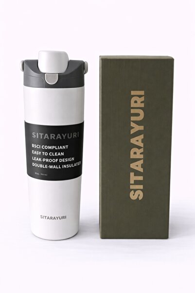 OEM SITARAYURI sports thermos bottle, with flip-top lid, White - 900 ml