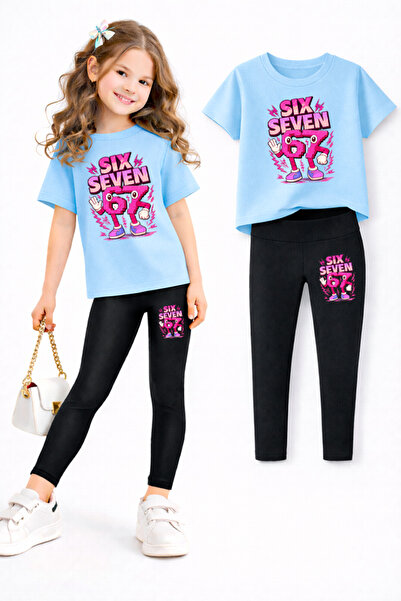 genosha طقم بنطلون ضيق وتي شيرت للفتيات/ مجموعة الأم والابنة