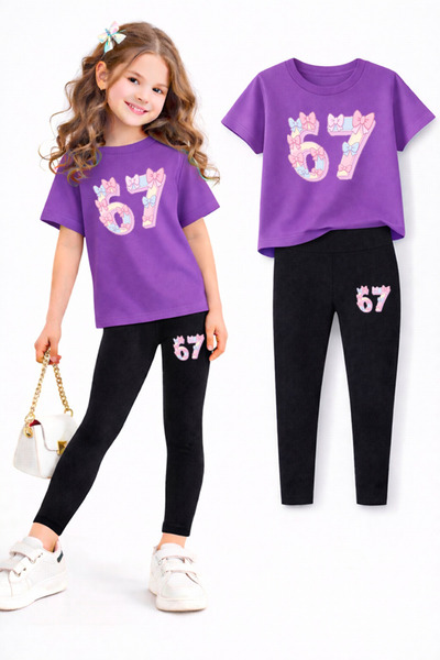 genosha Set colanți și tricou pentru fete/ Combinație mamă-fiică