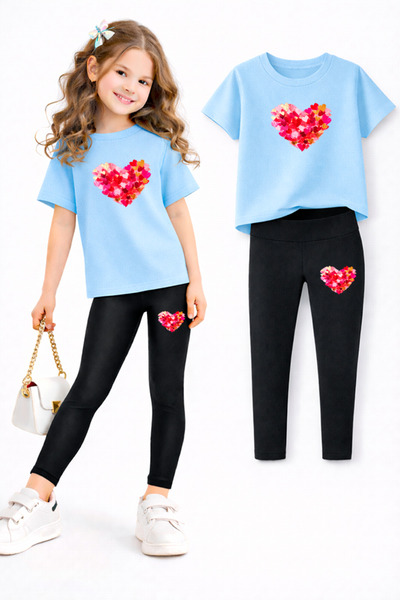 genosha طقم بنطلون ضيق وتي شيرت للفتيات/ مجموعة الأم والابنة