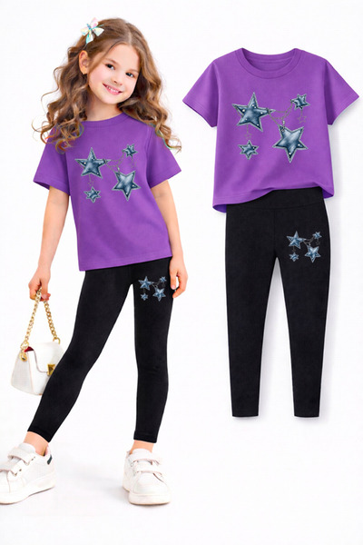 genosha طقم بنطلون ضيق وتي شيرت للفتيات/ مجموعة الأم والابنة