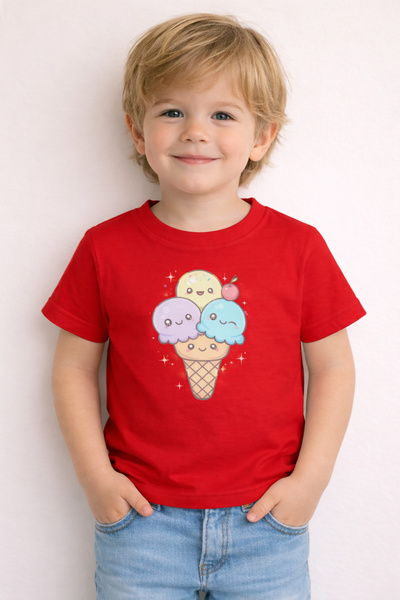 ArtYus Χαριτωμένο παιδικό μπλουζάκι Unisex με στάμπα παγωτού – Βαμβακερό διασ...