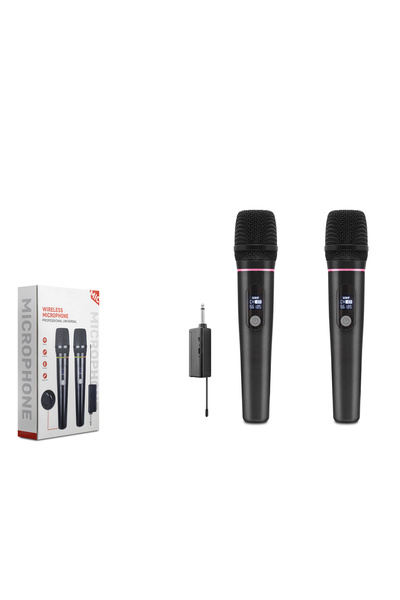 ForWhat Dual Black Wireless 6.3mm Uhḟ Microphone Set for Office Home Office Gift