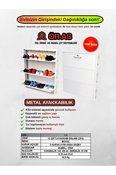 ÖR-AS TEL ÖRGÜ & PANEL ÇİT SİSTEMLERİ Ayakkabılık (- Metal -) 3x4 Düşer Kapak...