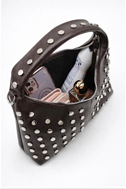 DEZ STORE Rivet Hobo Bag |   Vintage Y2K Style Studded Shoulder Bag