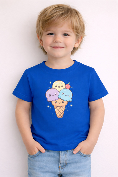 ArtYus Cute Ice Cream Print Unisex Kids T-Shirt – Cotton Fun Graphic Tee