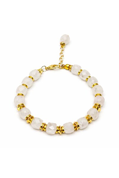 Agatella Tasarım Cube Cut Natural Quartz Stone Bracelet – Handmade Special De...