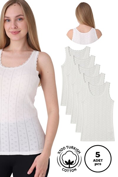Altınay Women's 5-Pack Breathable Jacquard Undershirt 100% Cotton, Ne6172A5