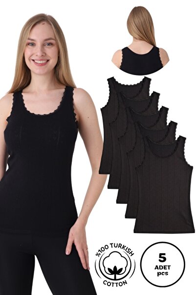 Altınay Women's 5-Pack Breathable Jacquard Undershirts 100% Cotton, Ne6172A5