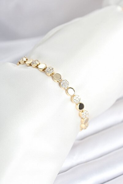 Inure Jewelry Brass Gold Color Dot Model Zircon Stone Women's Bracelet