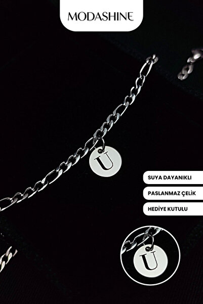 ModaShineShop U Letter Bracelet Stainless Steel Gift for Lover, Spouse, Mothe...