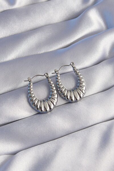 Inure Jewelry 316L Steel Silver Color Long Baklava Look Earrings