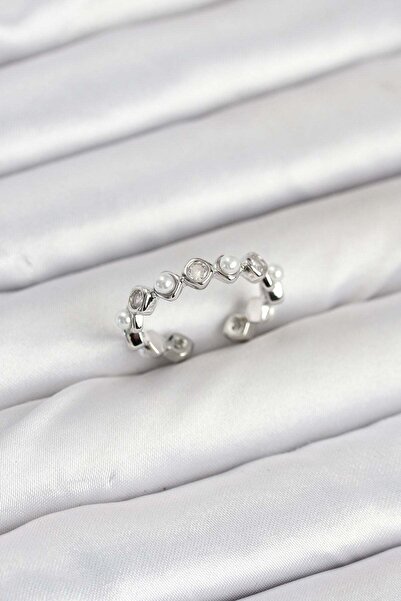 Inure Jewelry Brass Silver Color Zircon Stone Pearl Women Ring