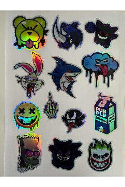 cakaybu Hologram Bisiklet Sticker Seti – Parlak Rainbow Çıkartma