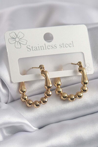 Inure Jewelry 316L الصلب الذهب اللون كعب هوب نموذج أقراط نسائية