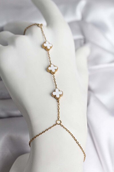 Inure Jewelry 316L Steel Gold Color White Clover Model Women's Watch